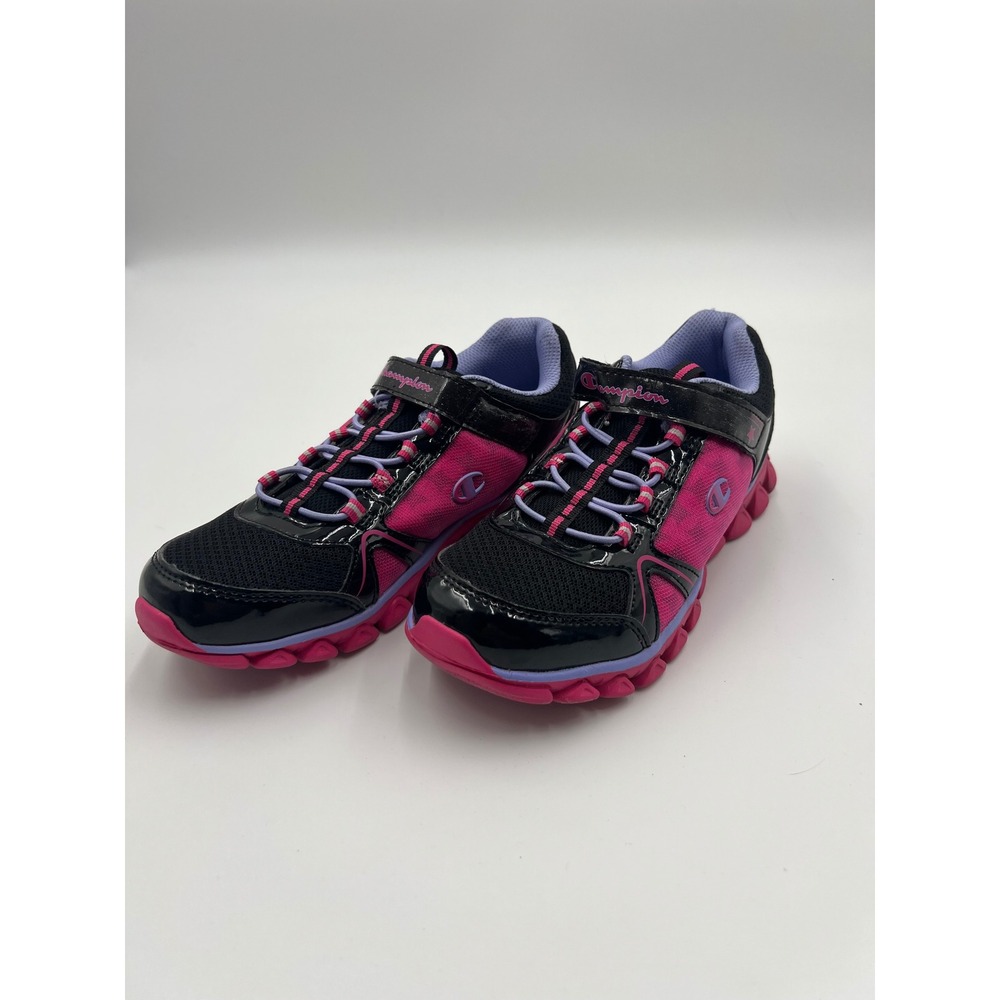 Champion Misses Sneakers Size 5.5 Pink Black Mesh Hook and Loop Strap Shoes